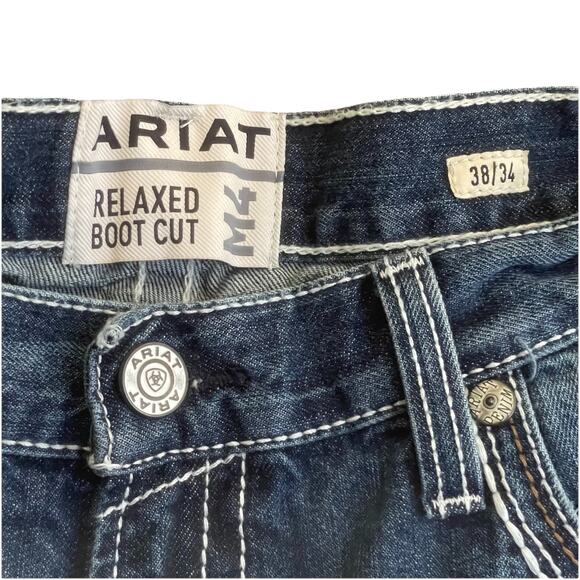 Ariat M4 Low Rise Relaxed Boot Cut Jeans Size 38X34 Blue Coltrane Durango - Picture 3 of 8